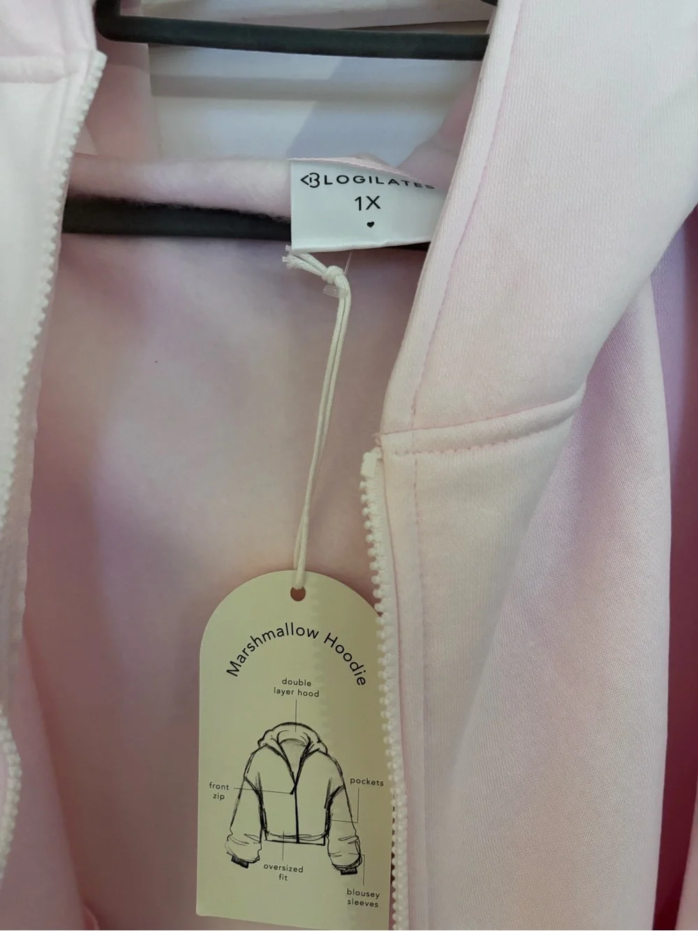 Blogilates Marshmallow Hoodie in Light Pink - Picture 2 of 3